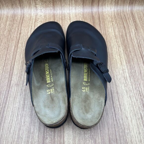 Birkenstock Boston Unisex Black Leather Clogs Mules Sandals Sz EU45, L14 M12 290 - Picture 9 of 11